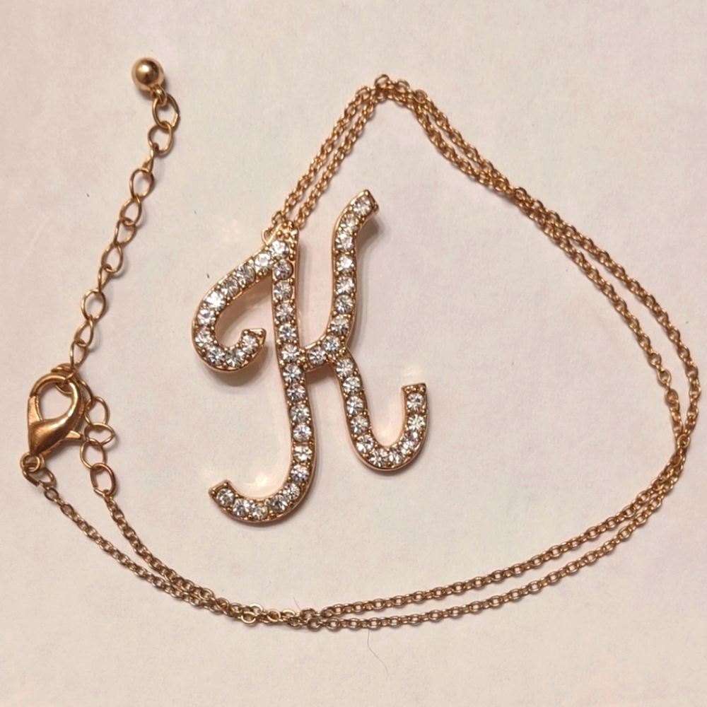 Gold tone K monogram necklace